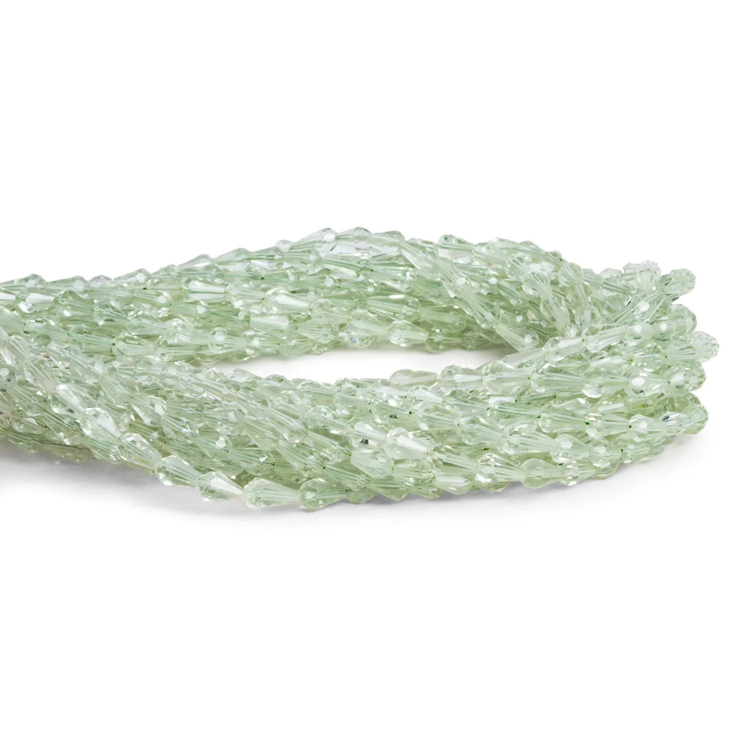 6x4mm Prasiolite Faceted Teardrops 14 inch 60 beads
