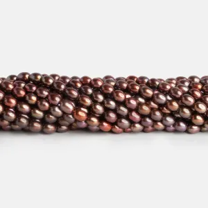 6x5mm Tricolor Oval Pearls 15 inch 60 beads