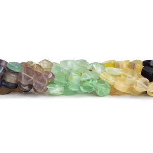7-9mm Multicolor Fluorite Handcut Coins 12 inch 41 beads