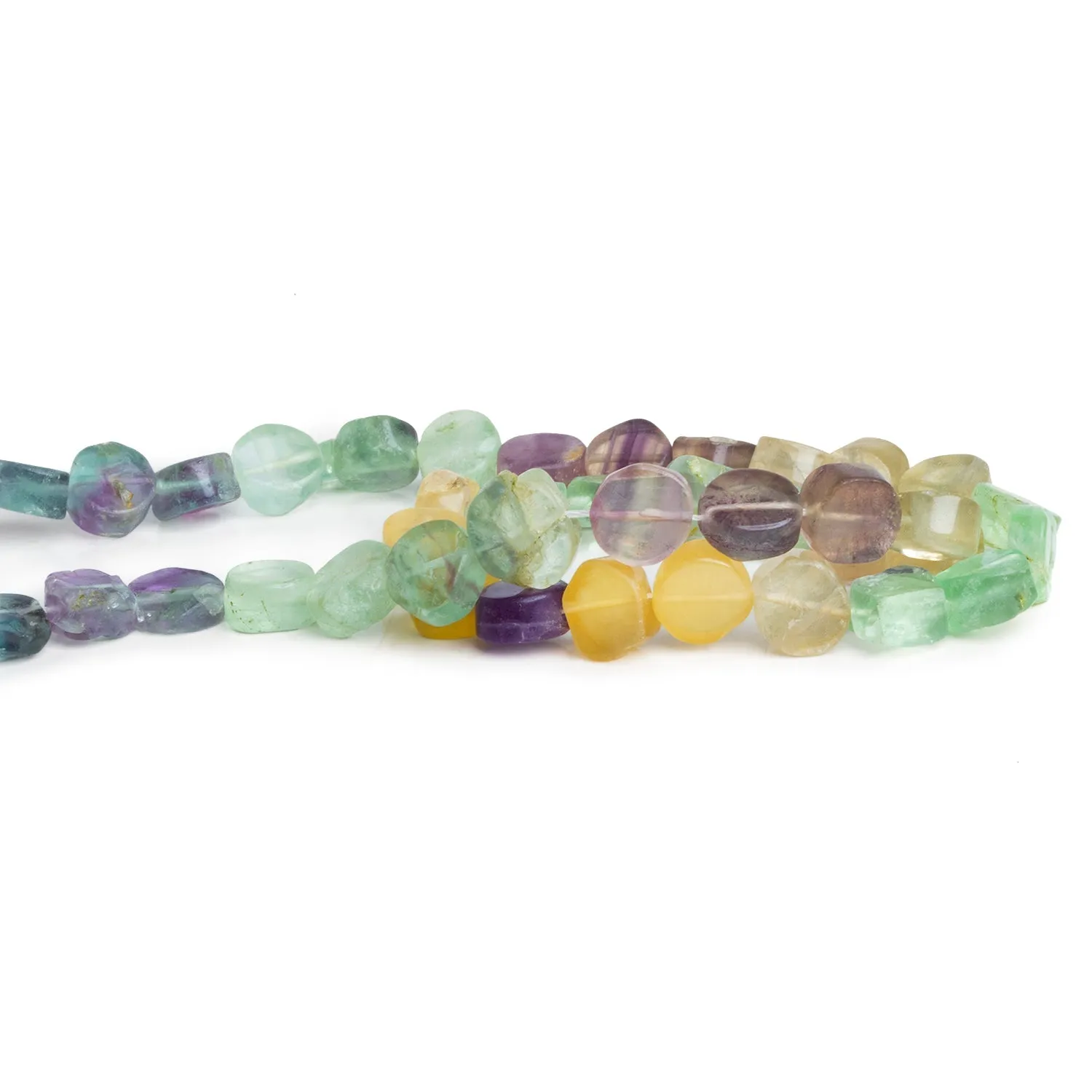 7-9mm Multicolor Fluorite Handcut Coins 12 inch 41 beads