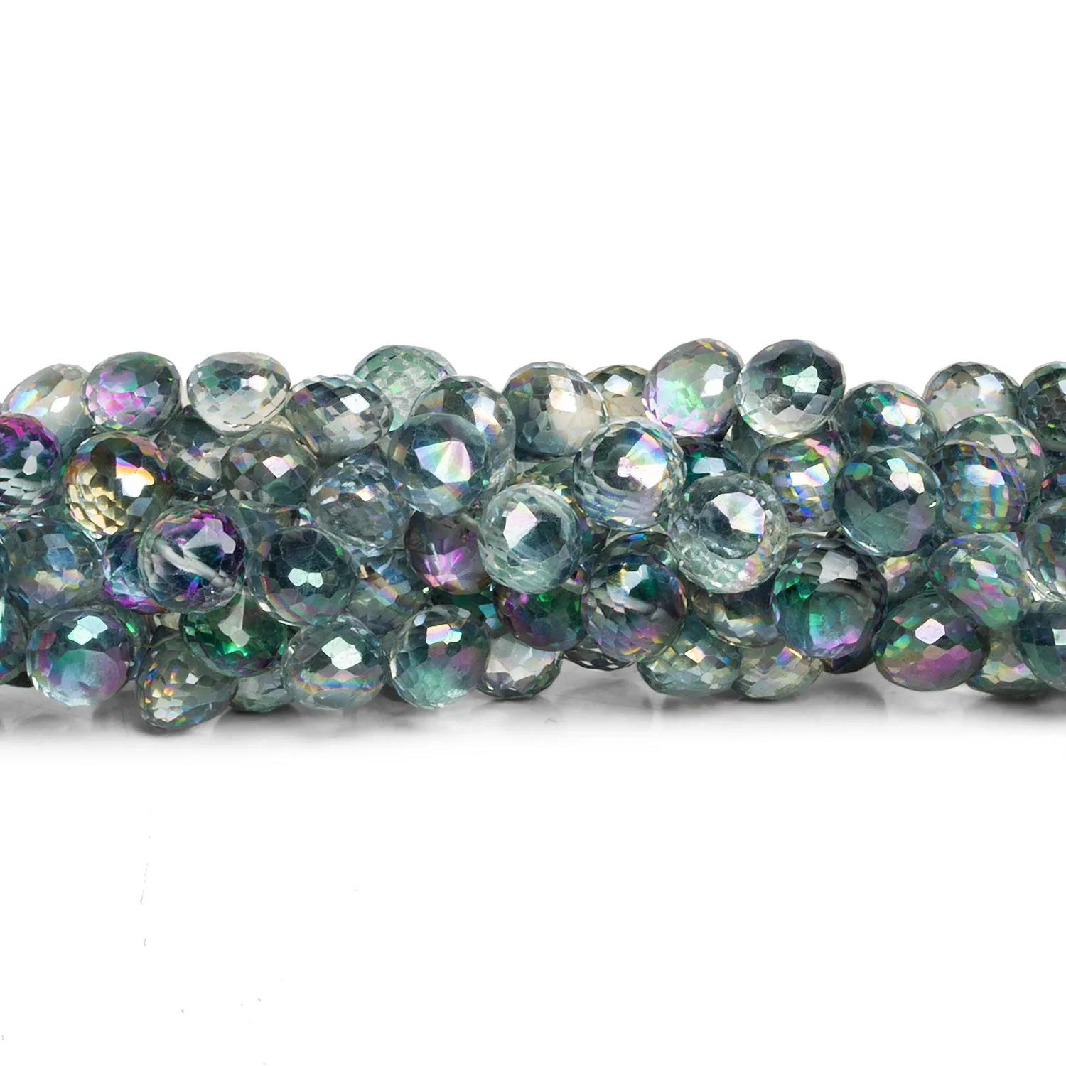 7-9mm Mystic Topaz Faceted Candy Kisses 9 inch 58 beads