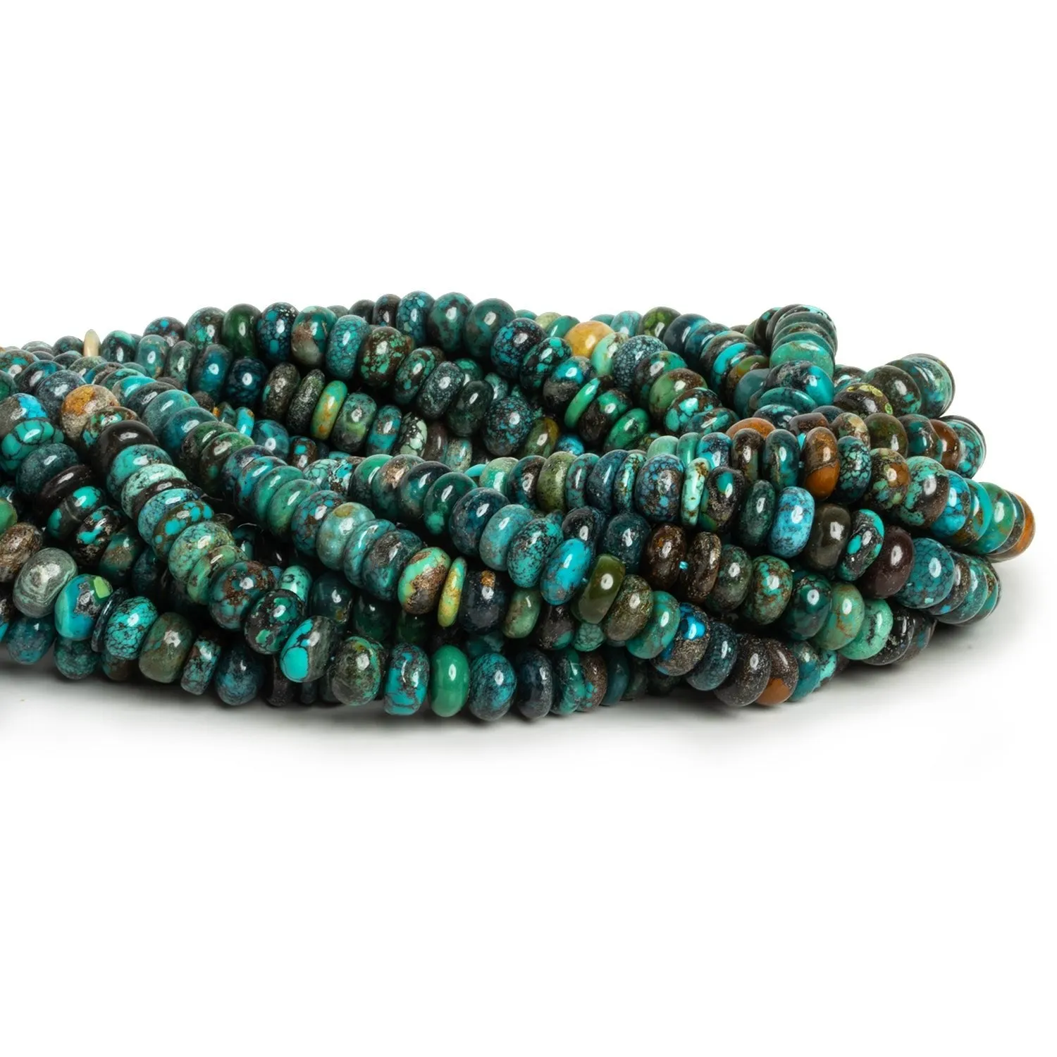 7mm Natural Hubei Turquoise Plain Rondelles 16 inch 100 beads