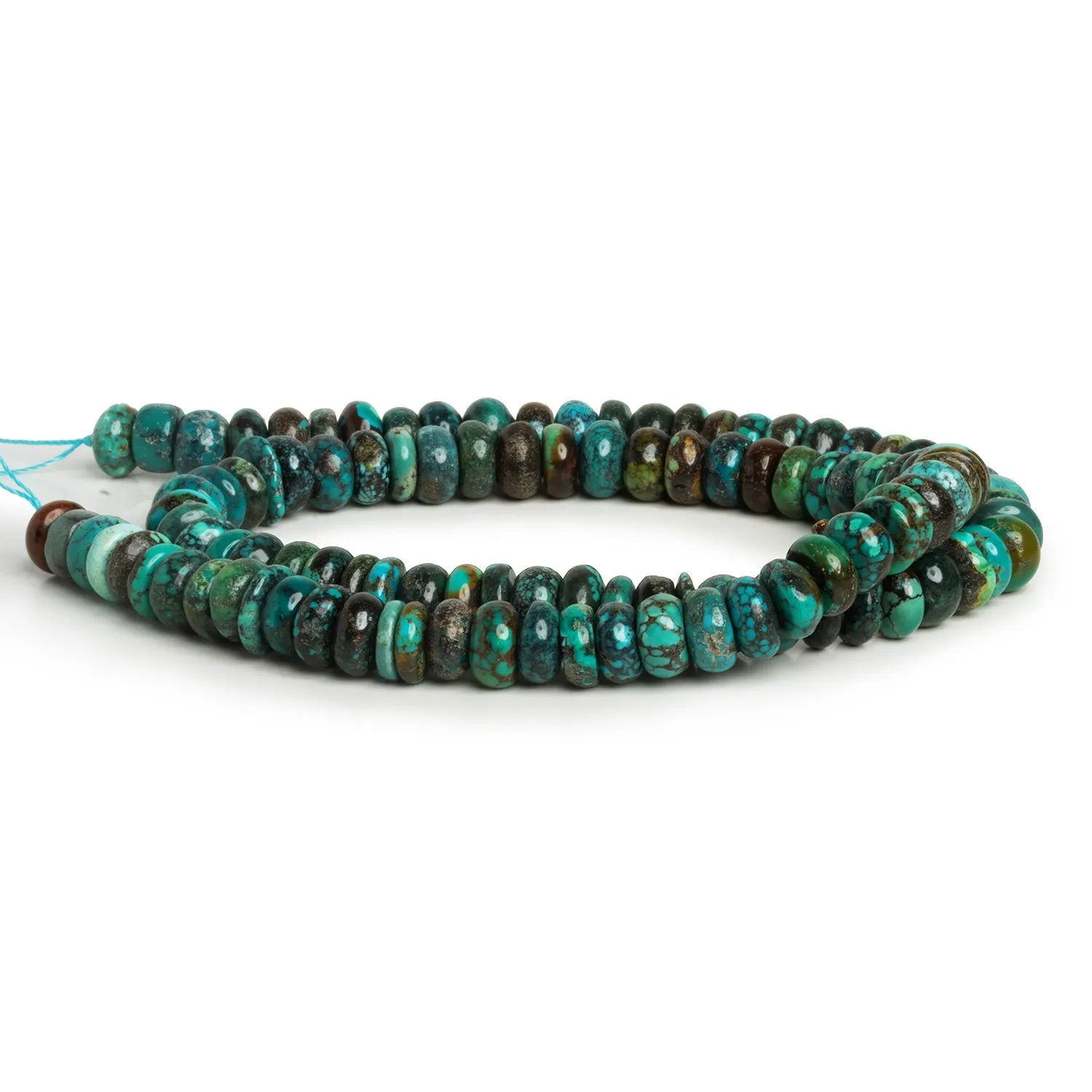 7mm Natural Hubei Turquoise Plain Rondelles 16 inch 100 beads