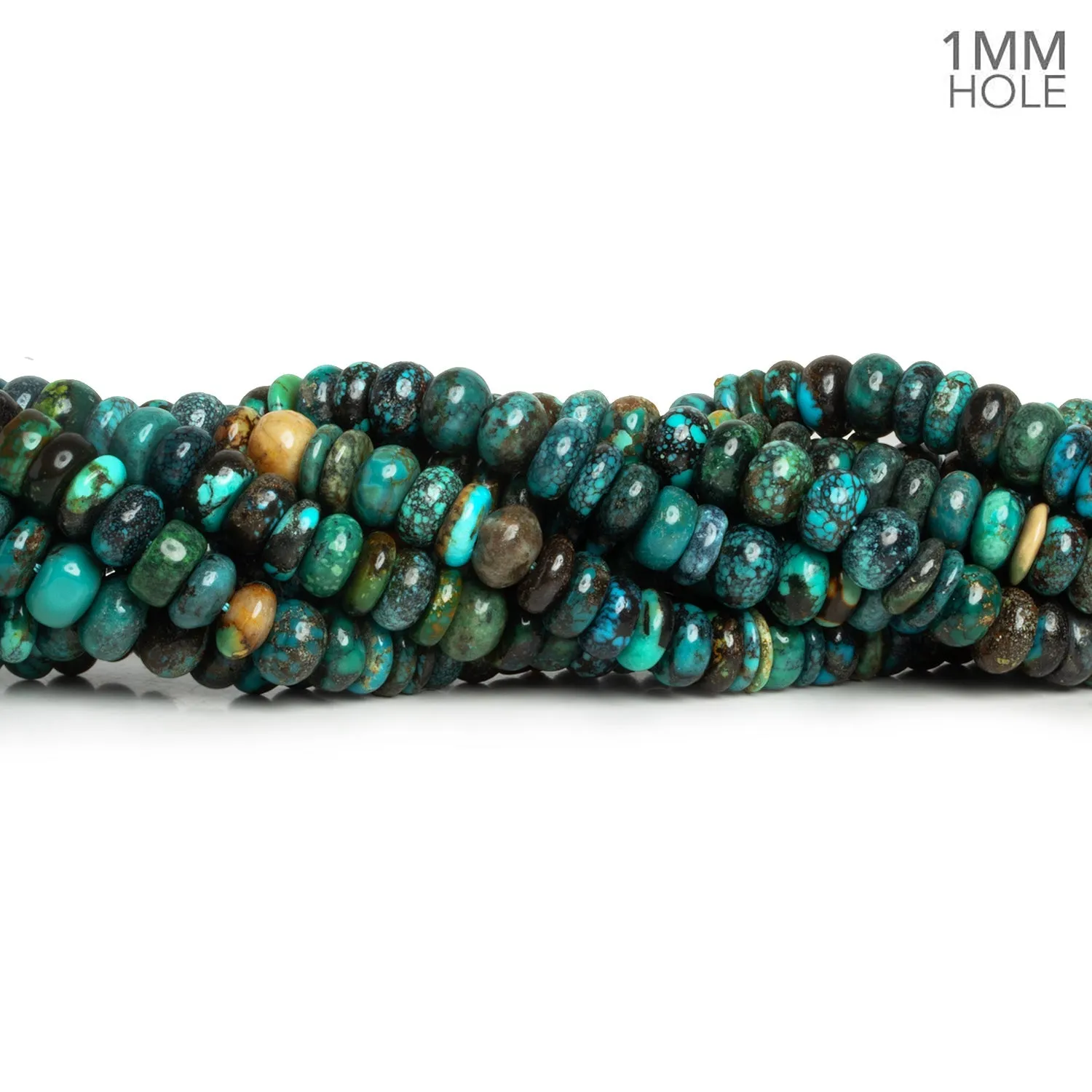 7mm Natural Hubei Turquoise Plain Rondelles 16 inch 100 beads