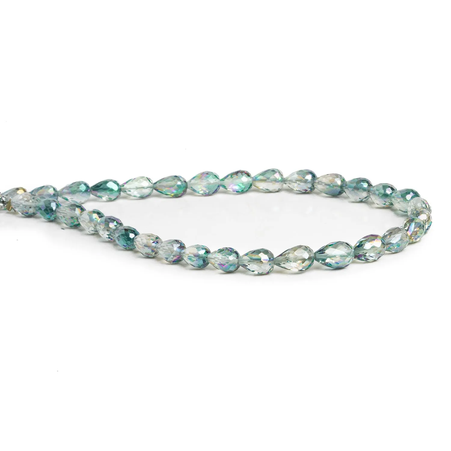 7x4mm Mystic White Topaz Faceted Teardrops 9 inch 30 beads