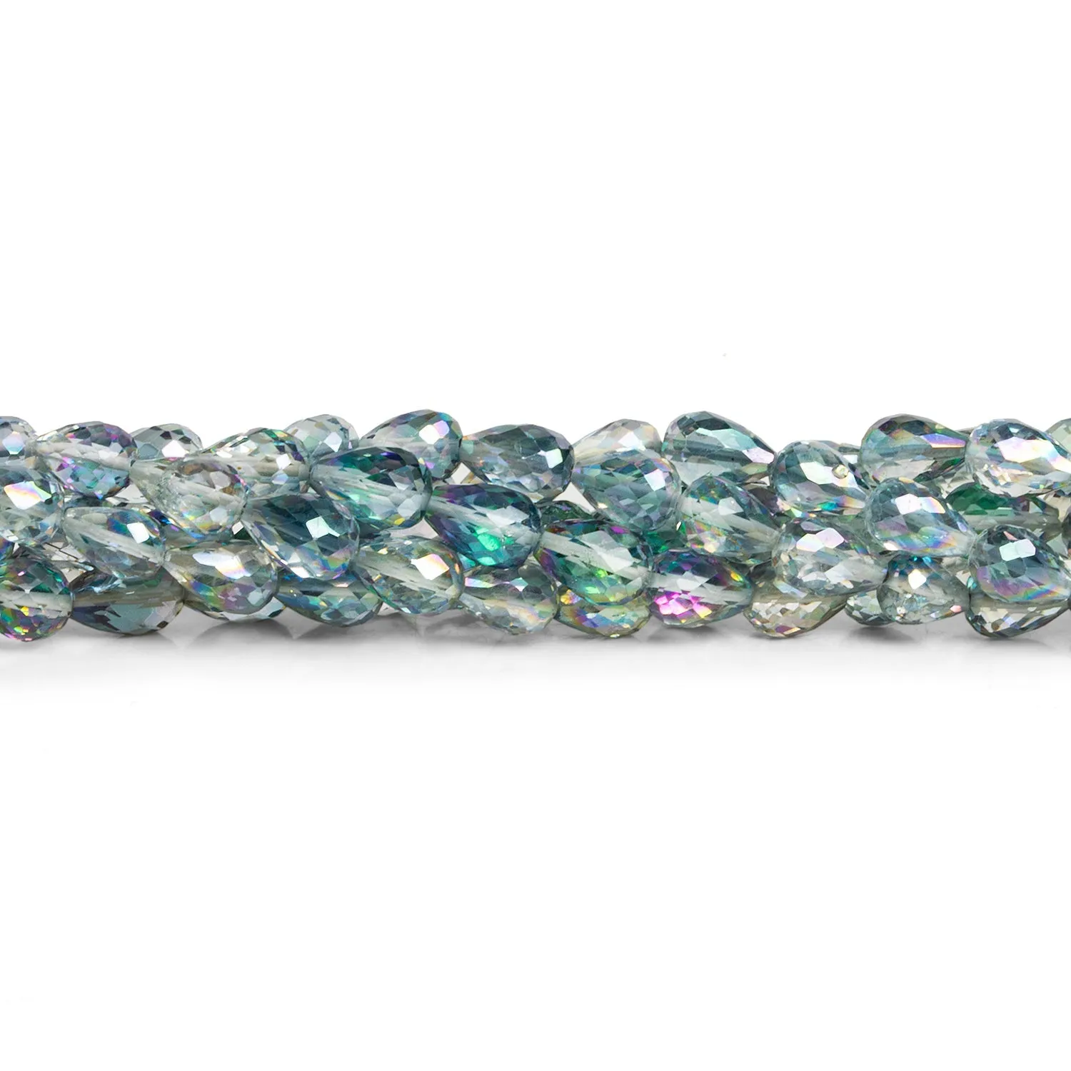 7x4mm Mystic White Topaz Faceted Teardrops 9 inch 30 beads