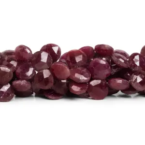 8-10mm Ruby Faceted Hearts 8 inch 43 beads