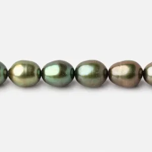 8-9mm Avocado Green Oval Pearls 16 inch 42 pieces