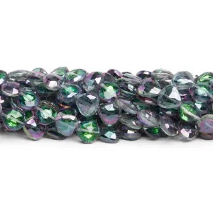 8-9mm Mystic White Topaz Faceted Hearts 9 inch 27 beads