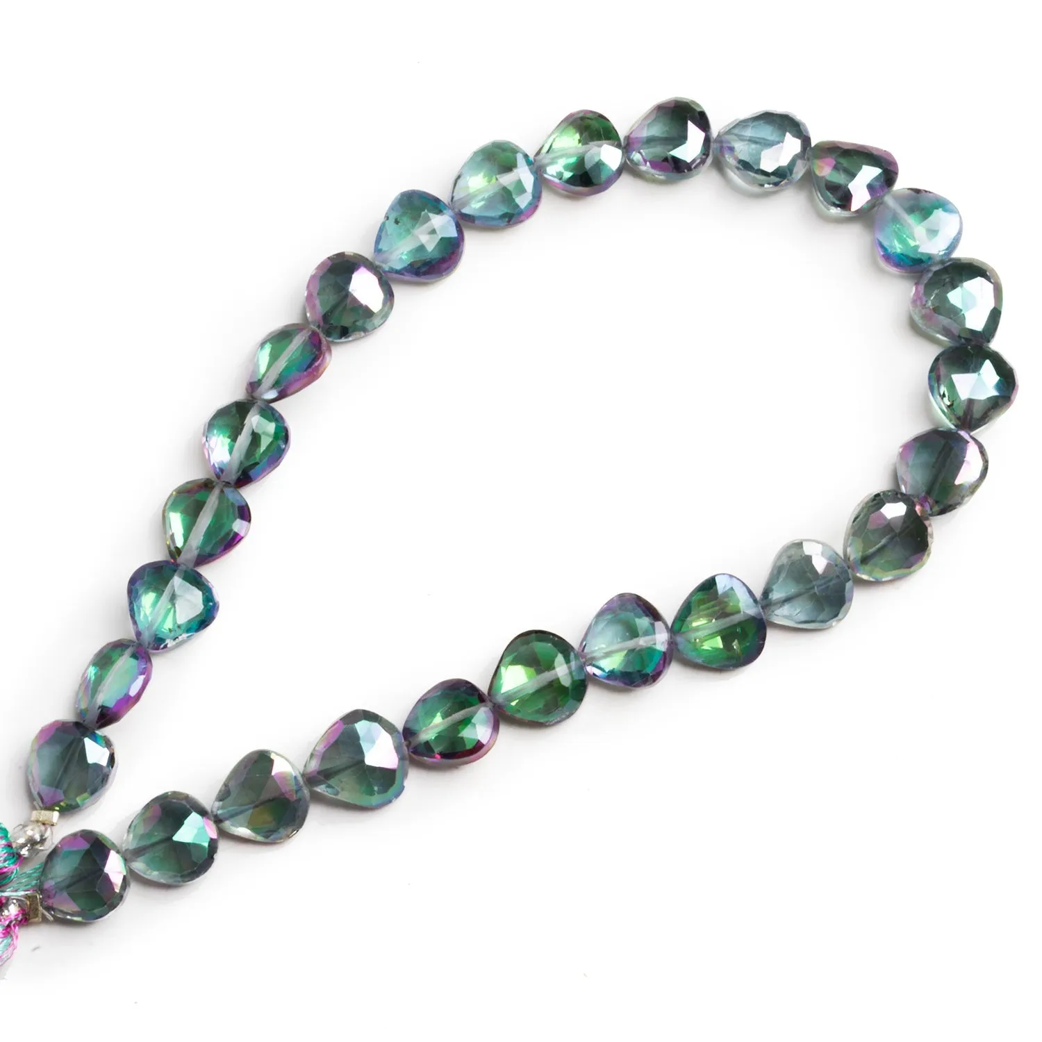 8-9mm Mystic White Topaz Faceted Hearts 9 inch 27 beads