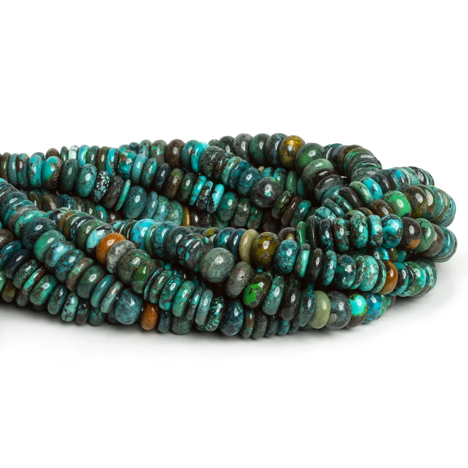 8.5mm Natural Hubei Turquoise Plain Rondelles 16 inch 100 beads