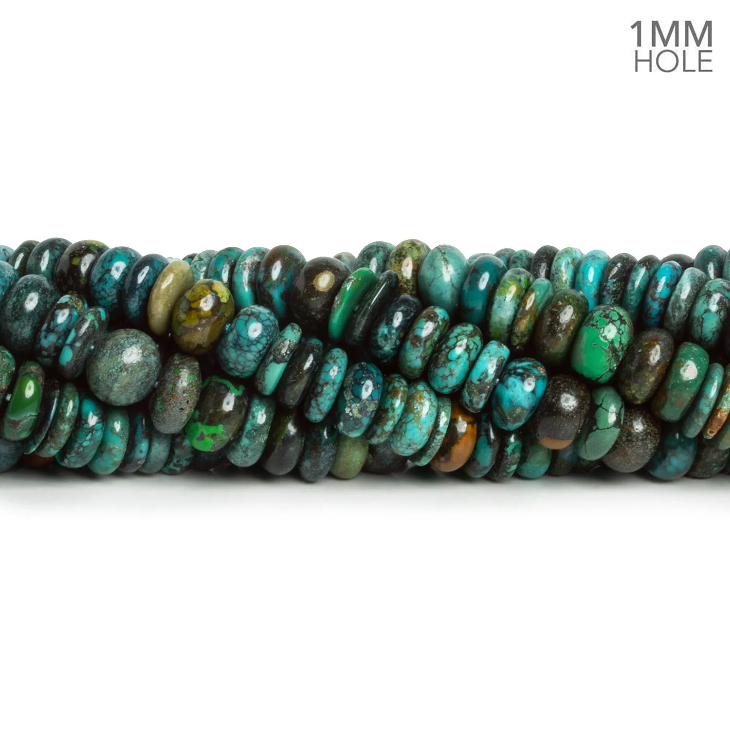 8.5mm Natural Hubei Turquoise Plain Rondelles 16 inch 100 beads