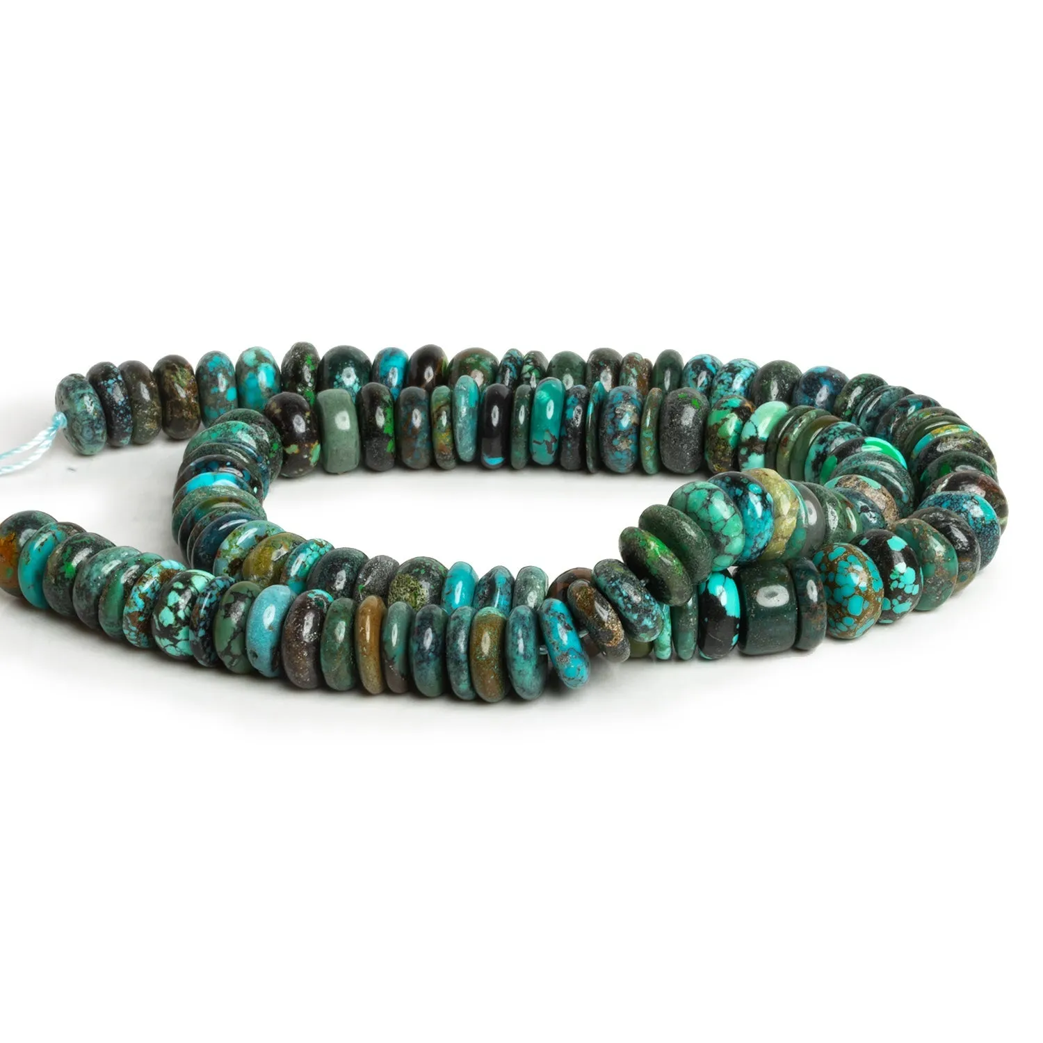 8.5mm Natural Hubei Turquoise Plain Rondelles 16 inch 100 beads