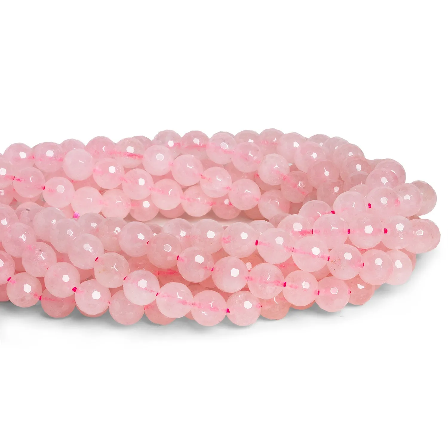 8mm Rose Quartz Faceted Rounds 15 inch 45 beads
