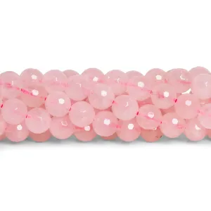 8mm Rose Quartz Faceted Rounds 15 inch 45 beads