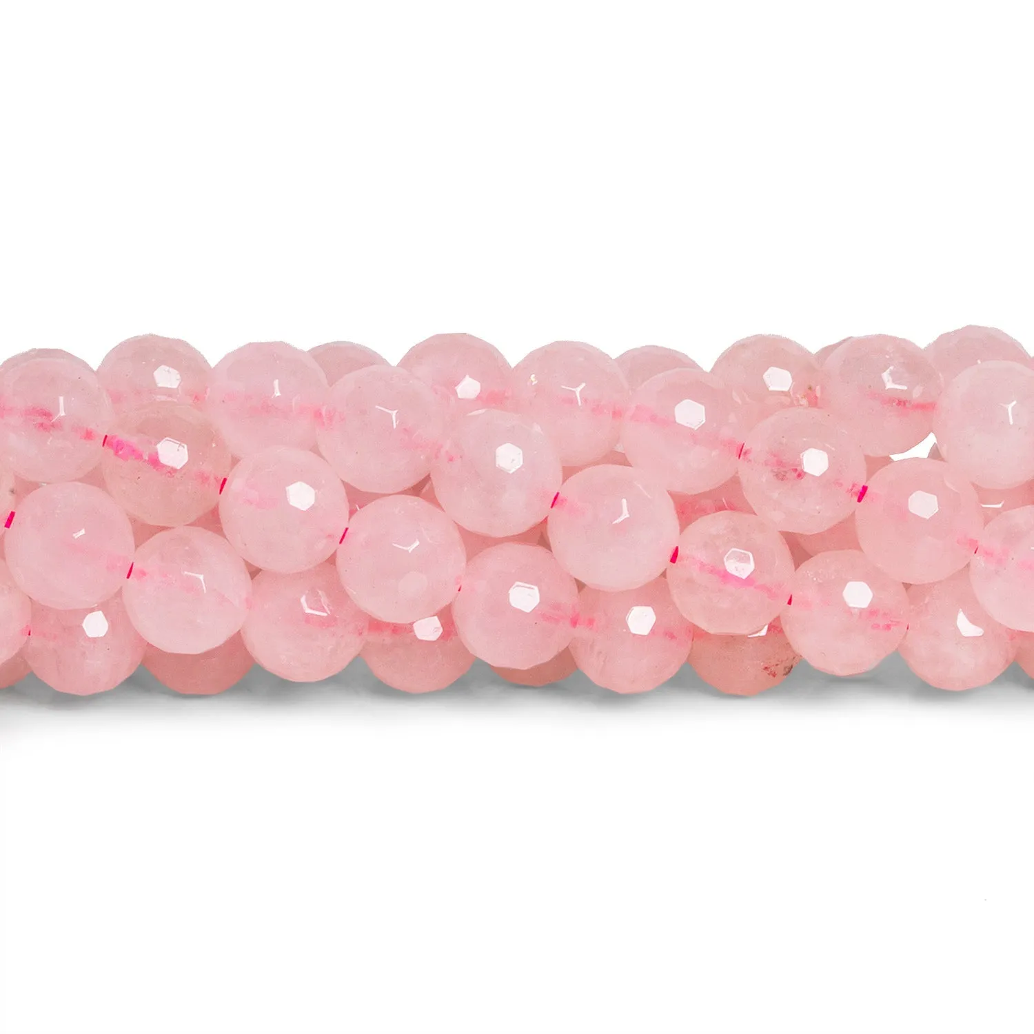 8mm Rose Quartz Faceted Rounds 15 inch 45 beads