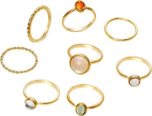 8pcs Vintage Anniversary Ring Elegant Promise Ring Engagement Ring Minimalist Design Rings for Women