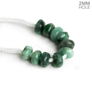 9-10mm Emerald 2mm Large Hole Rondelles 10 Beads