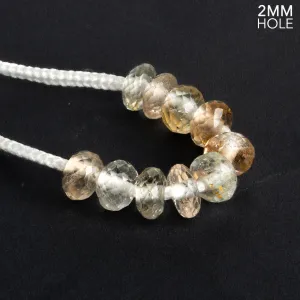 9-10mm Golden Natural Topaz 2mm Large Hole Rondelles 10 Beads