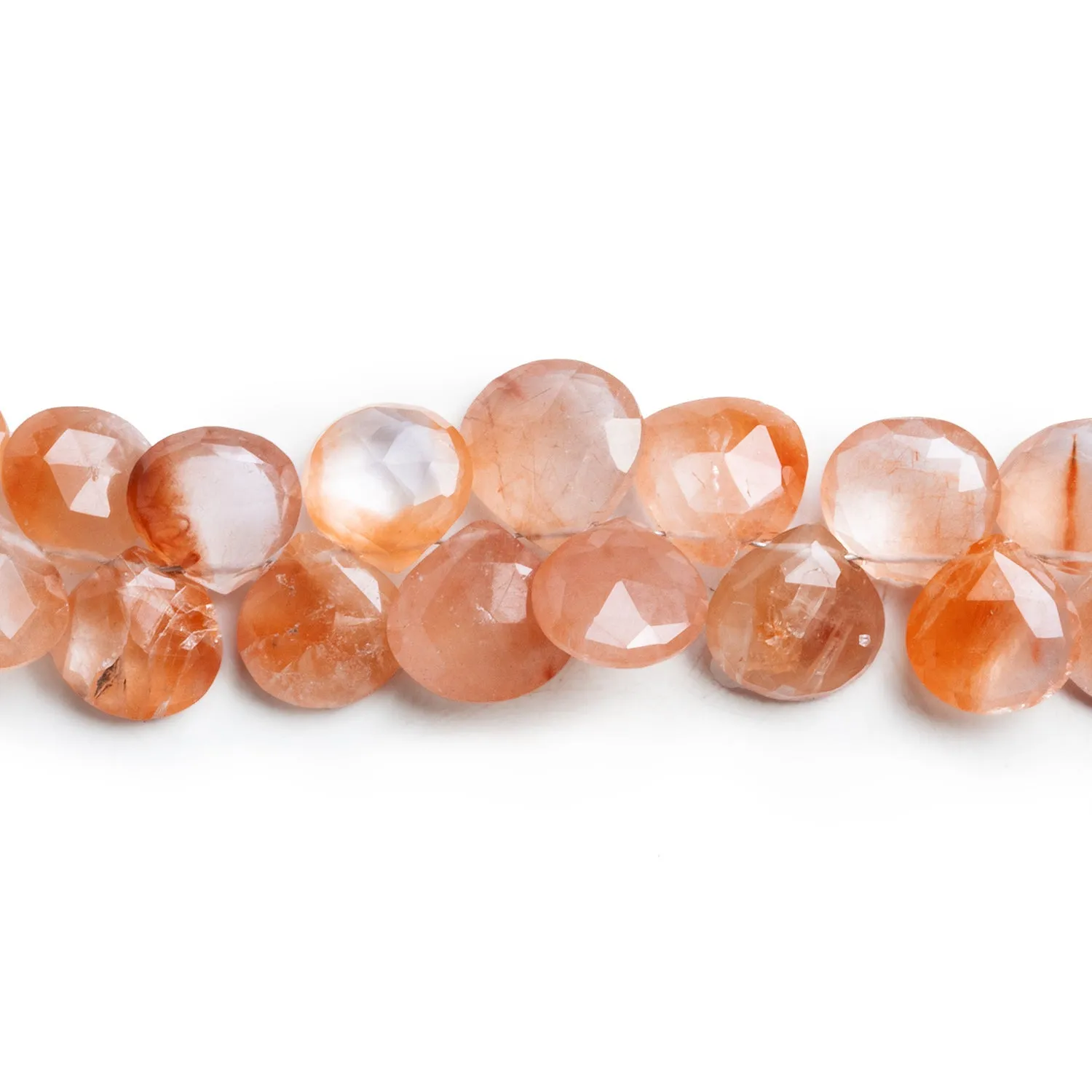 9-11mm Ferrous Quartz Faceted Hearts 8 inch 41 beads