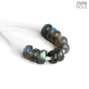9-11mm Labradorite 2mm Large Hole Rondelles 10 Beads