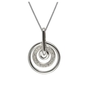 9 ct or Blanc Diamant Trois Bague 45cm Pendentif sur Chaîne
