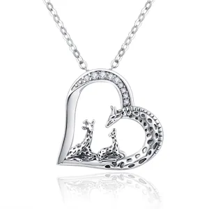 925 Silver Raccoon Necklace for Women Giraffe Pendant Cute Animal Necklace Family Jewelry Gifts for Mum Daughter Mummy Gifts A-giraffe necklace