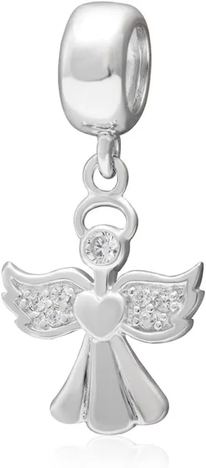 925 Sterling Silver Angel Wing Charm - Birthday, Anniversary, Christmas Charm for Pandora Bracelet
