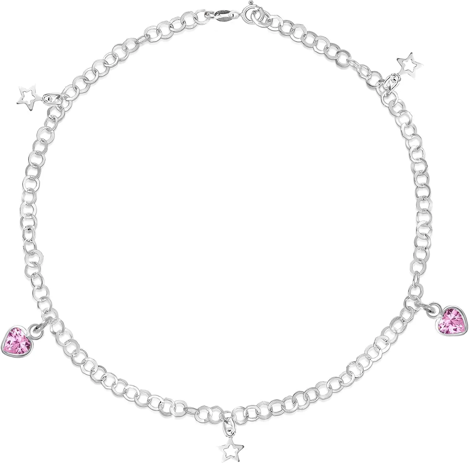 925 Sterling Silver Charm Anklet For Women, 10" Inch Silver and Gold Anklet, Charm Ankle Bracelets,Heart Charm,Accessories For Women Jewelry, Dainty Foot Jewelry
