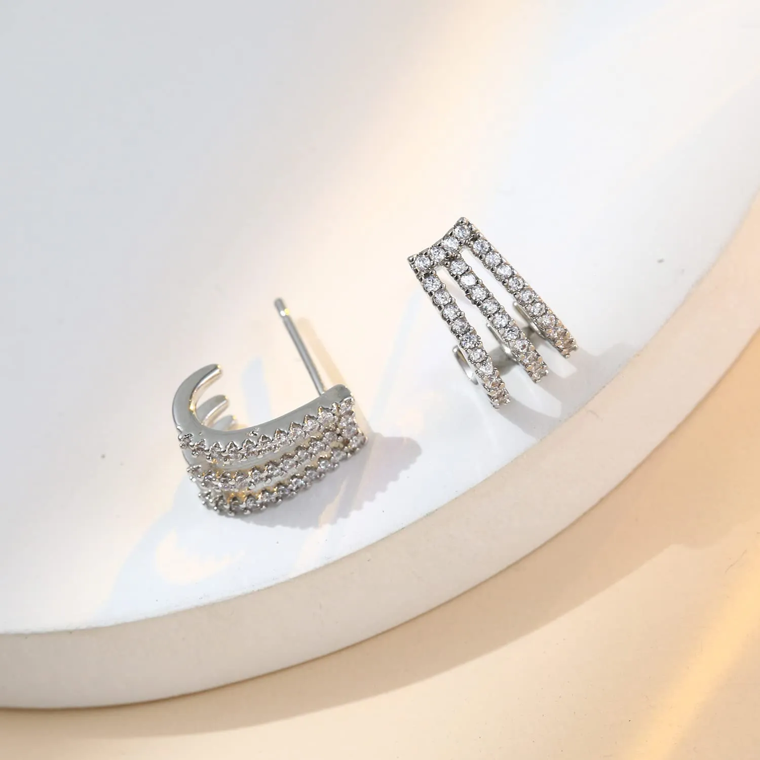925 Sterling Silver claw earrings Huggie Stud for Women Teen Girls Piercing Earrings Ear Cuff Gifts Jewelry with CZ… 3Claw-Silver