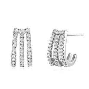 925 Sterling Silver claw earrings Huggie Stud for Women Teen Girls Piercing Earrings Ear Cuff Gifts Jewelry with CZ… 3Claw-Silver