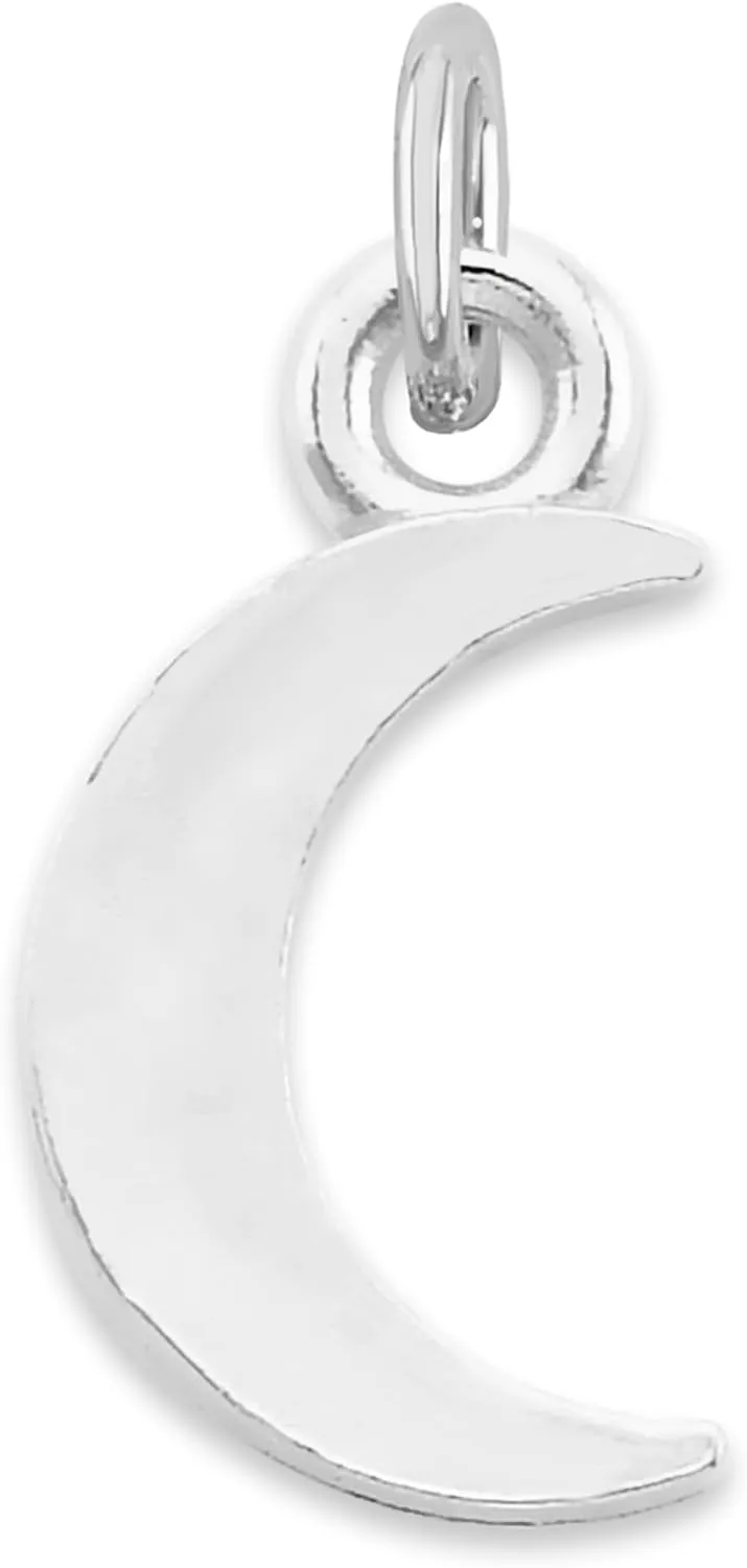 925 Sterling SIlver Cresent Moon Microcharm, Mini Cute Charm Celestial Astrology Jewelry with Clasp