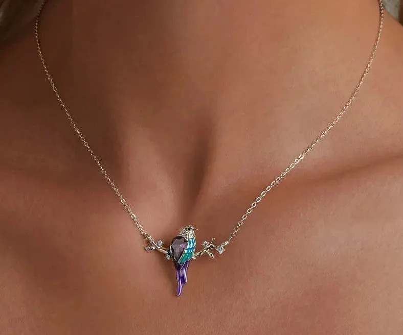 925 Sterling Silver Cute Bird Pendant Necklace