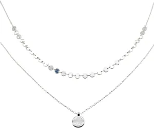 925 Sterling Silver Double Disc Chain Choker Stacking Necklace Set, Minimalist Dainty Shiny Geometric Layered Multi-Strand Choker Sustainable Birthday Best Friend Gift For Her Mom Elegant Everyday