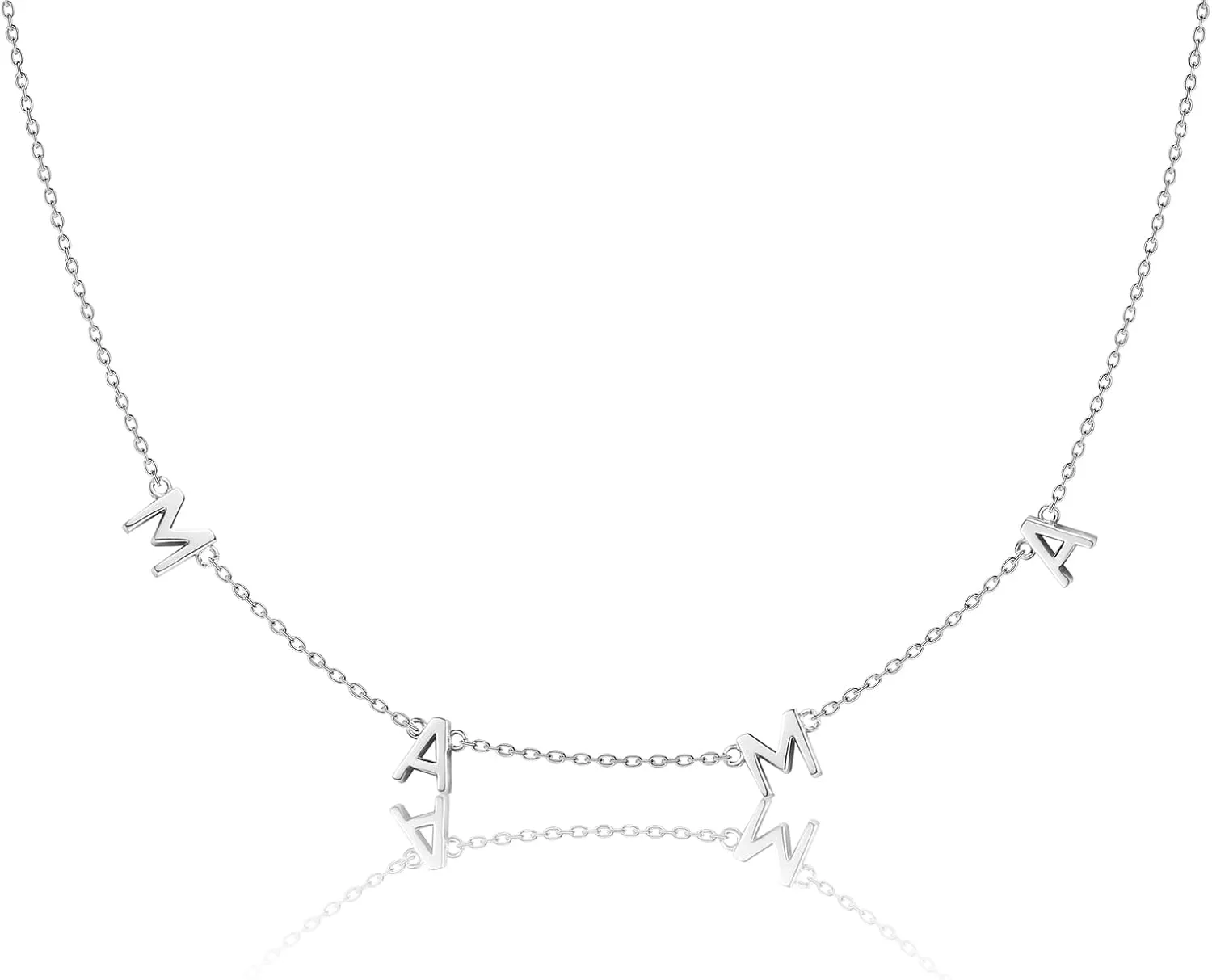 925 Sterling Silver Mama Necklace Gold Custom Letter Necklace for Mom Grandmom Dainty 14K Gold Plated Personalized Name Necklace Chains Mom Pandent Necklace for Women Birthday Jewelry Gifts