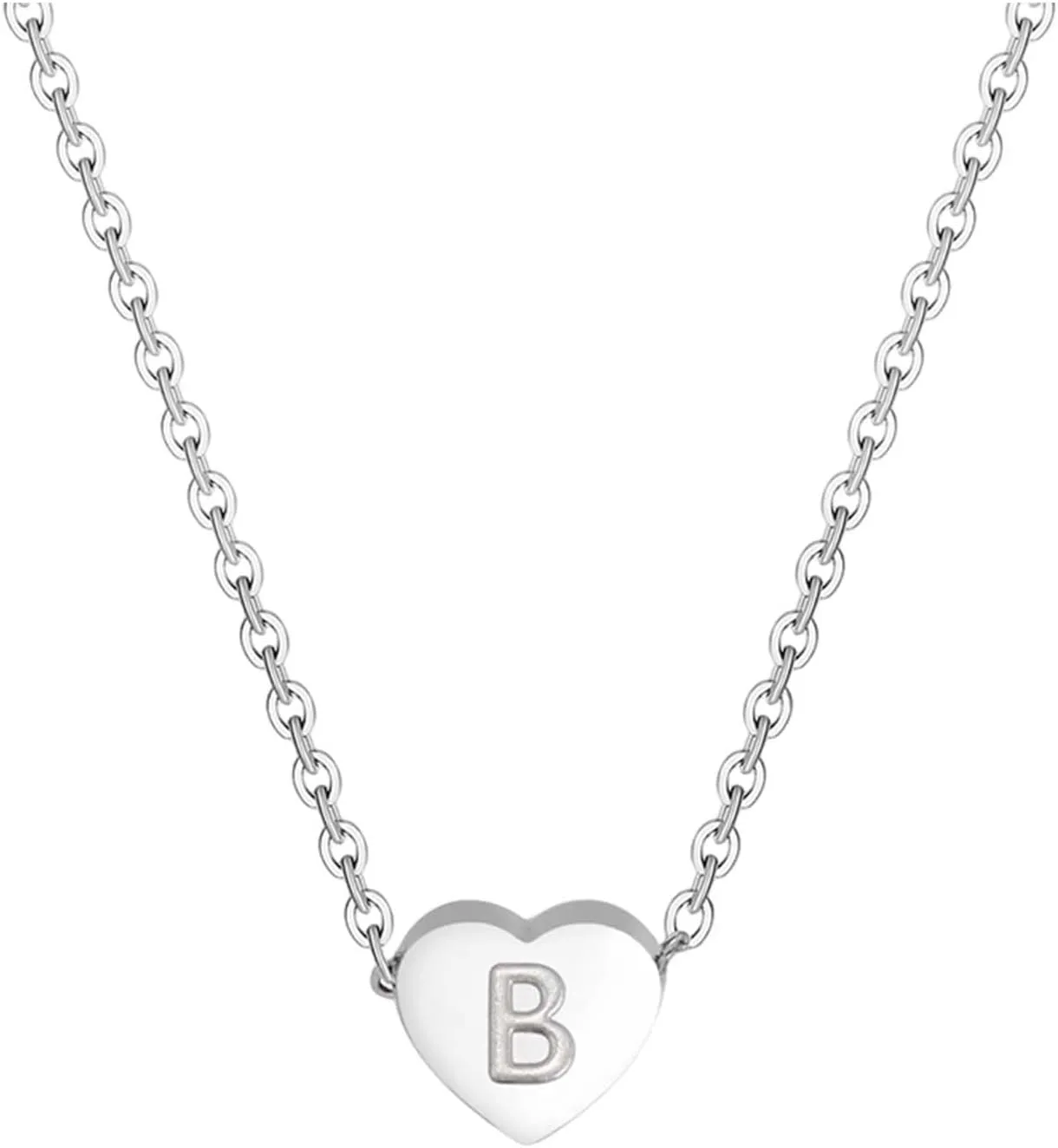 925 Sterling Silver Necklaces for Women,Dainty Initial Letter Heart Pendant Chain Christmas Anniversary Birthday Gift for Her