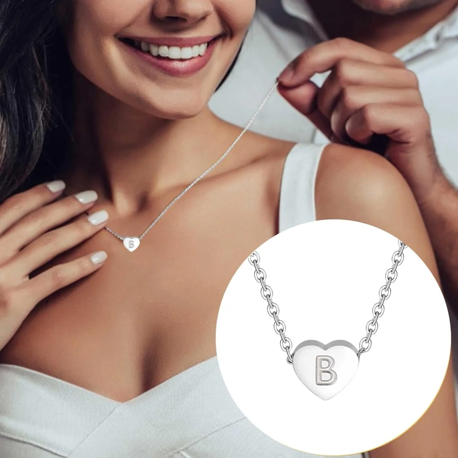925 Sterling Silver Necklaces for Women,Dainty Initial Letter Heart Pendant Chain Christmas Anniversary Birthday Gift for Her