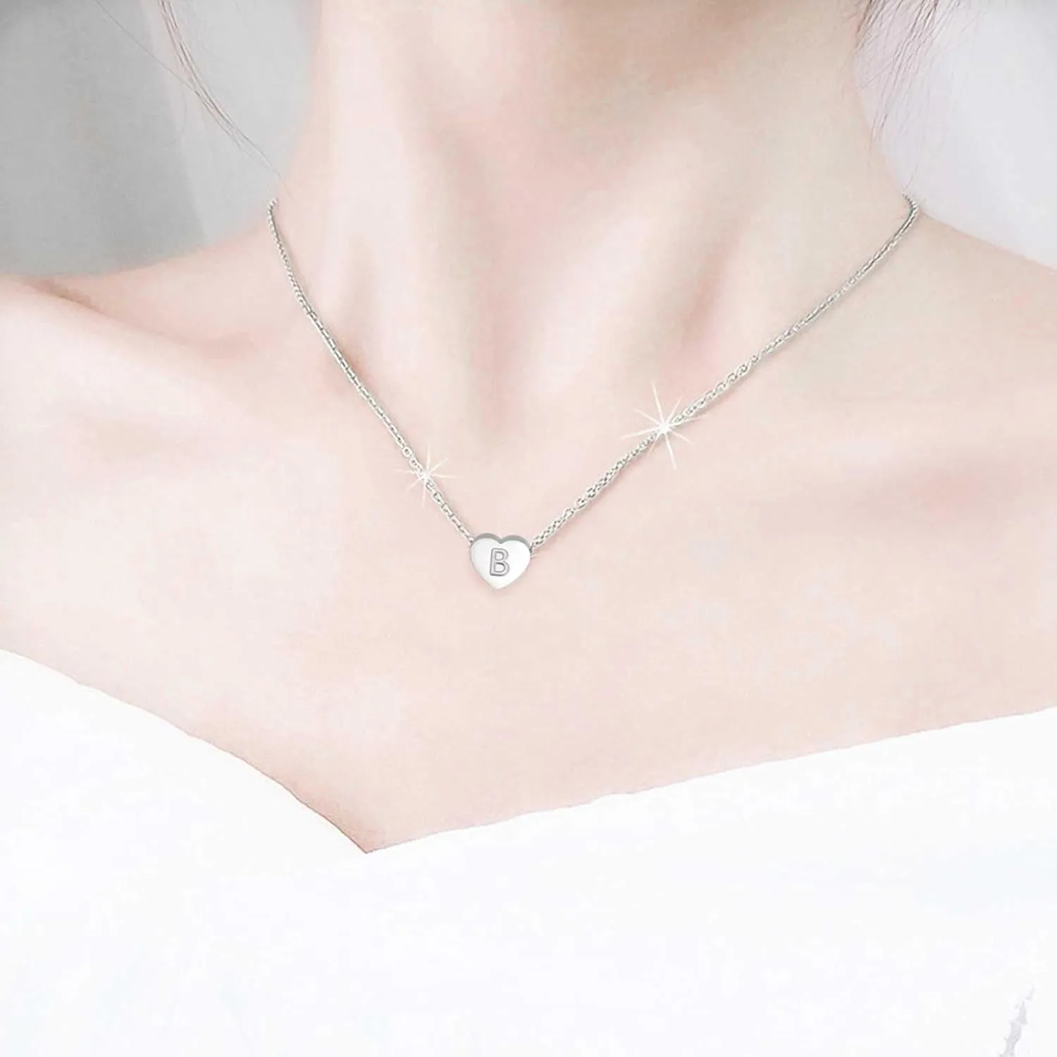 925 Sterling Silver Necklaces for Women,Dainty Initial Letter Heart Pendant Chain Christmas Anniversary Birthday Gift for Her