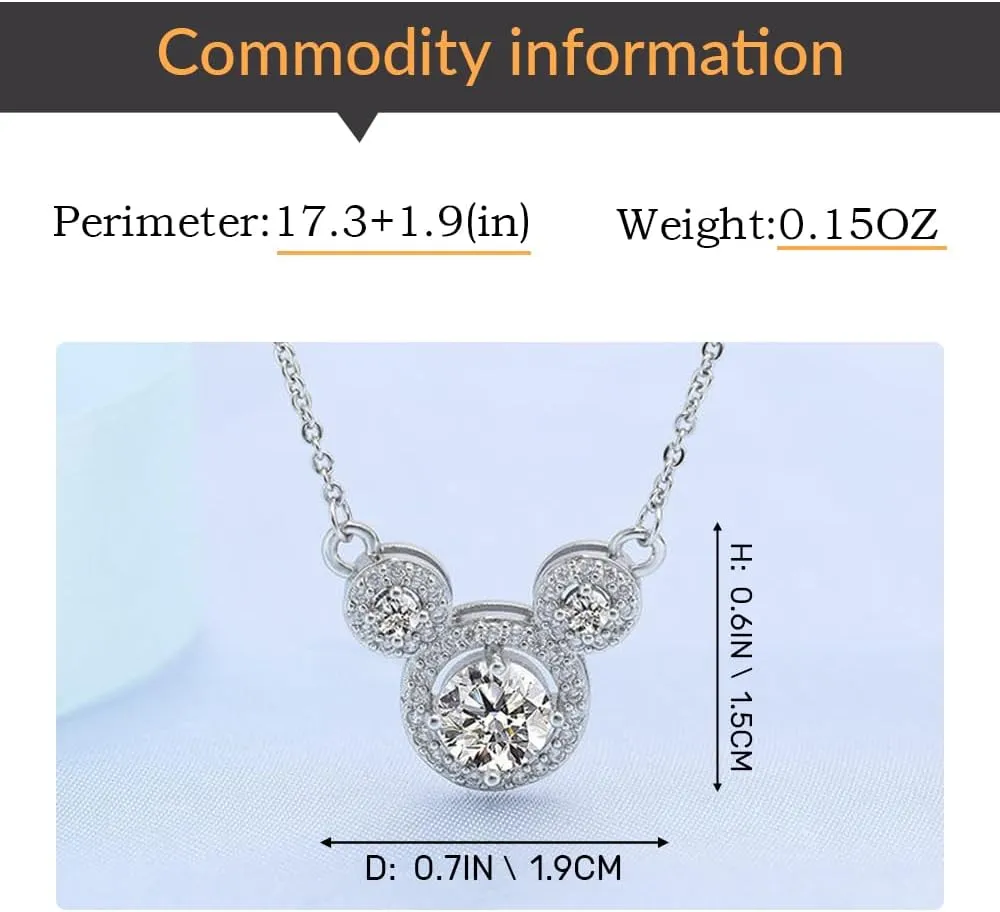 925 Sterling Silver Necklaces for Women's Pendant Beads Simulated Diamond Necklaces for Women with Cubic Zirconia