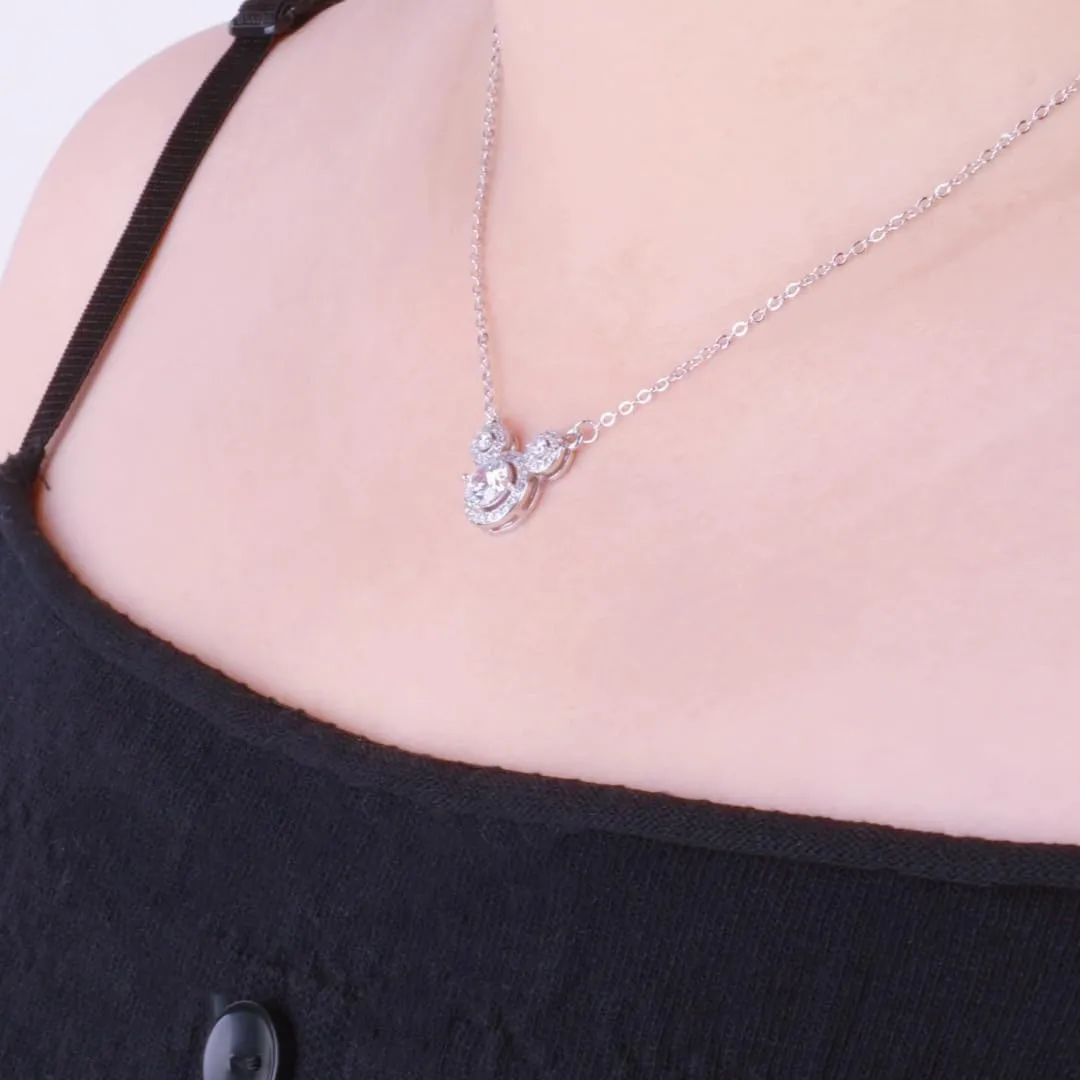 925 Sterling Silver Necklaces for Women's Pendant Beads Simulated Diamond Necklaces for Women with Cubic Zirconia