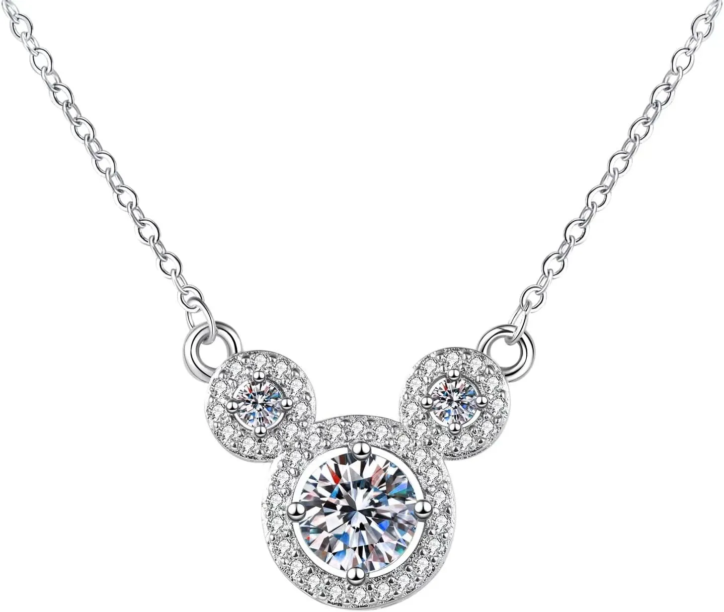 925 Sterling Silver Necklaces for Women's Pendant Beads Simulated Diamond Necklaces for Women with Cubic Zirconia