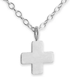 925 Sterling Silver Pendant Necklace Simple Tiny Greek Cross St. George's Christian Religious Symbol Plus Sign Shape.