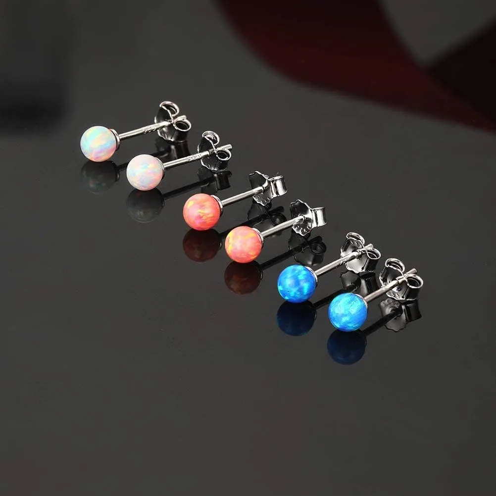 925 Sterling Silver Stud Earrings Set for Women Men Gemstone Small Multiple Ear Piercings Cartilage Helix Jewelry Hypoallergenic