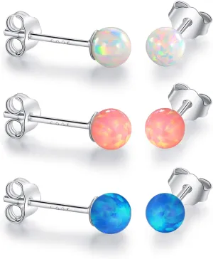 925 Sterling Silver Stud Earrings Set for Women Men Gemstone Small Multiple Ear Piercings Cartilage Helix Jewelry Hypoallergenic