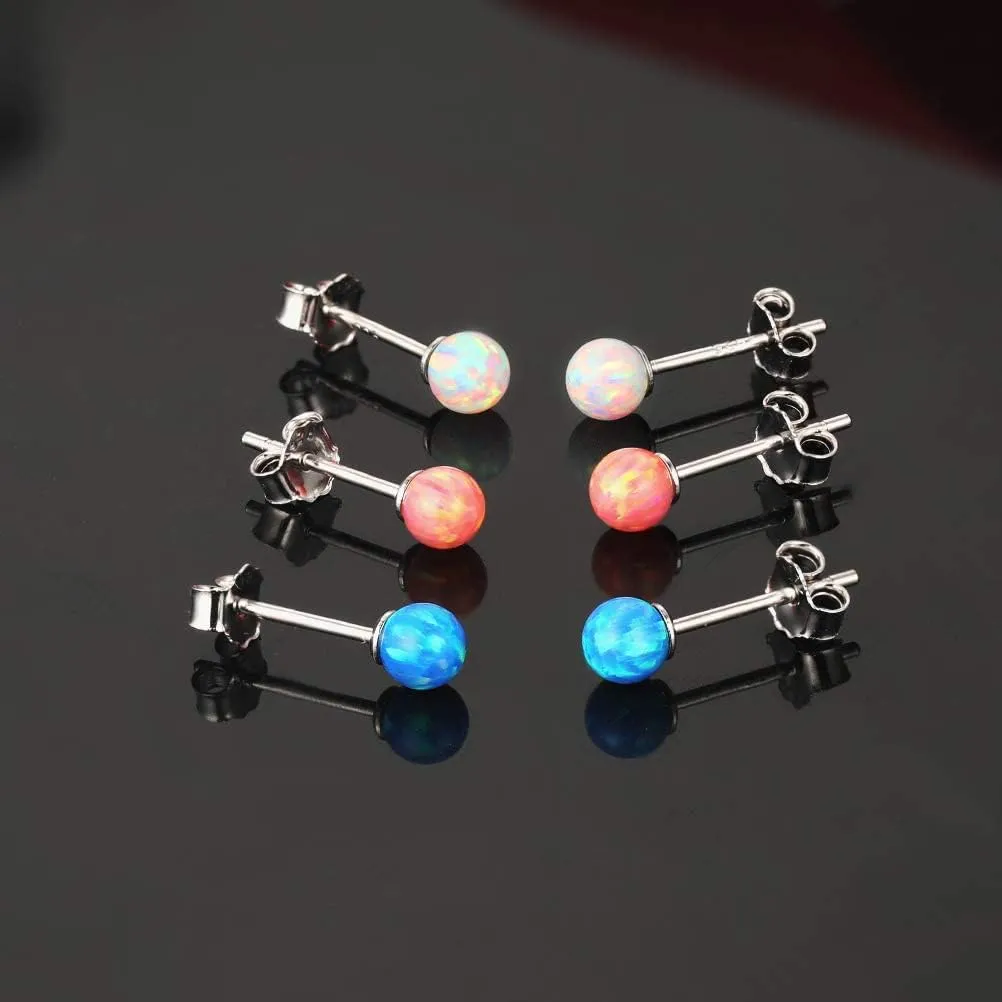 925 Sterling Silver Stud Earrings Set for Women Men Gemstone Small Multiple Ear Piercings Cartilage Helix Jewelry Hypoallergenic