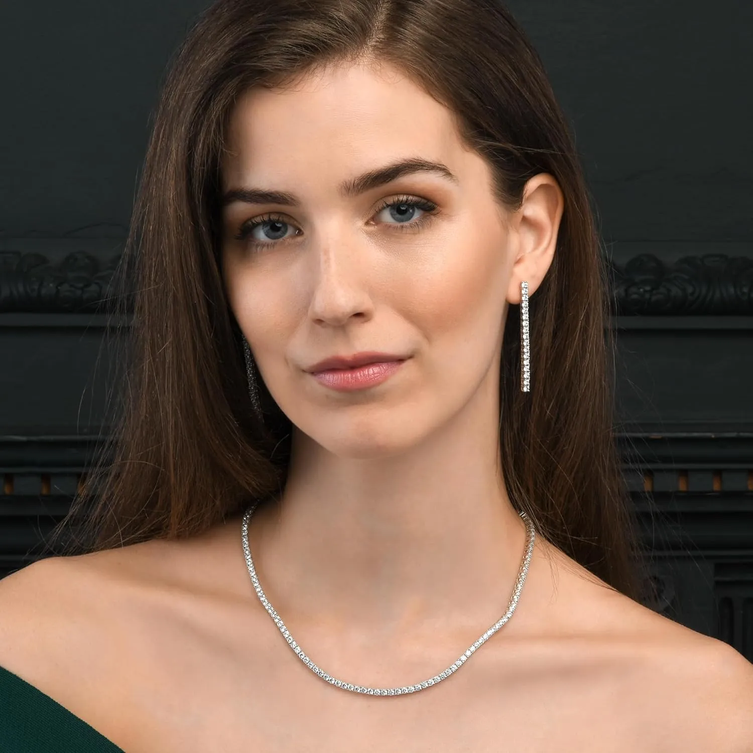 925 Sterling Silver Tennis Necklaces for Women, Stunning Statement Necklace with Round Cubic Zirconia Stones, Tennis Chain Necklace in 925 Silver with Gift Box
