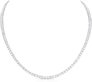 925 Sterling Silver Tennis Necklaces for Women, Stunning Statement Necklace with Round Cubic Zirconia Stones, Tennis Chain Necklace in 925 Silver with Gift Box