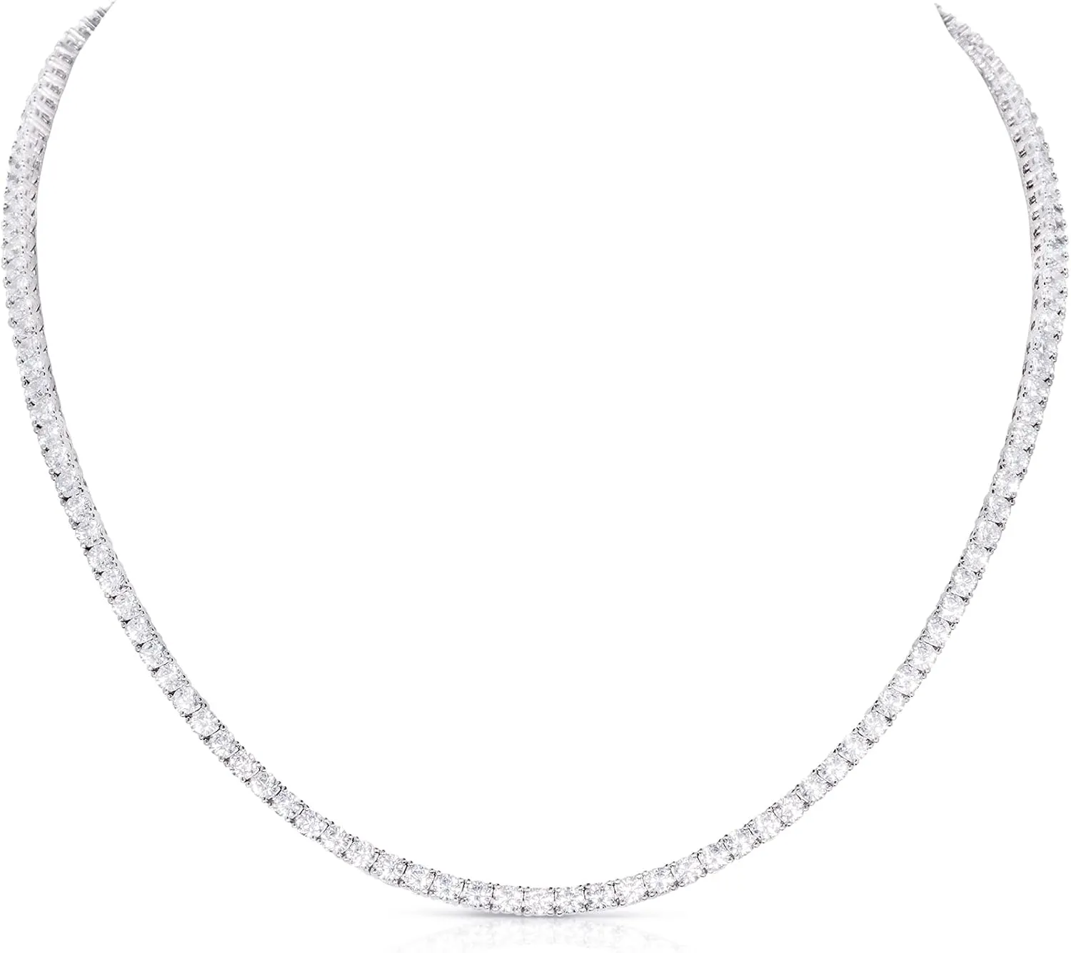 925 Sterling Silver Tennis Necklaces for Women, Stunning Statement Necklace with Round Cubic Zirconia Stones, Tennis Chain Necklace in 925 Silver with Gift Box