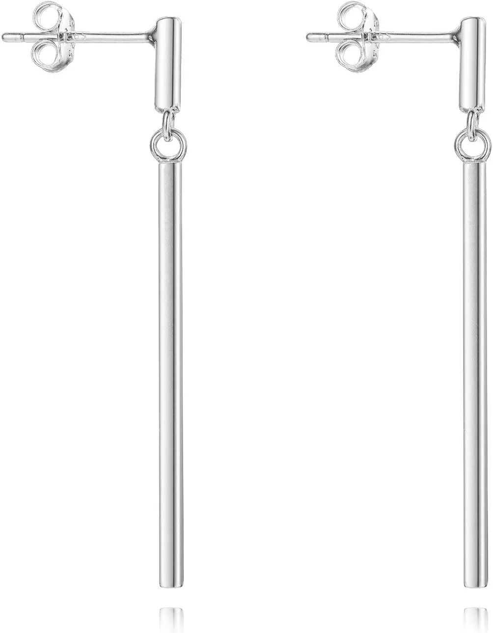 925 Sterling Silver Vertical Bar Dangle Earrings For Women, Long Drop Bar Earrings