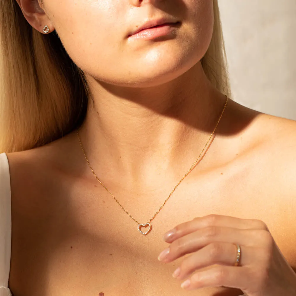 9ct Yellow Gold Diamond Heart Pendant